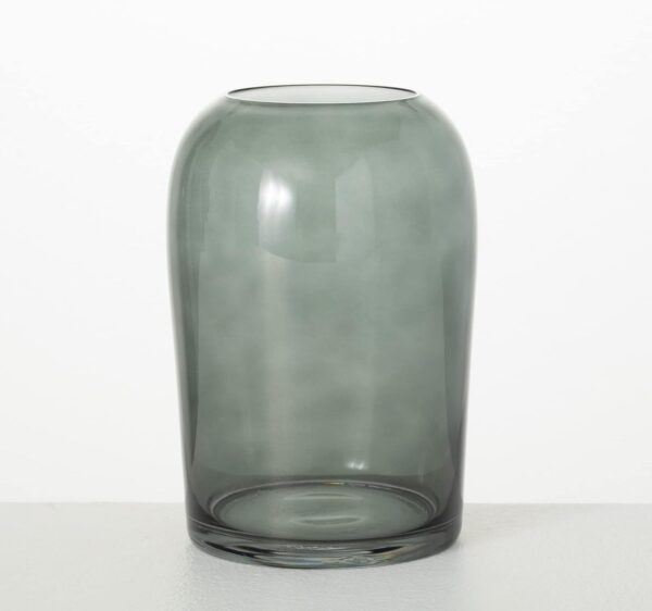 Smoked Glass Vase, Flower Vase for Modern Home Decor, Minimalist Vase for Shelf and Table, Vases for Centerpieces, Living Room, Bedroom, Kitchen, and Office Decor