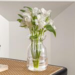 Glass Vases for Decor, Modern Decorative Flower Vase Centerpieces Table Home Indoor Desk Decor Living Room, Kitchen, Office Wedding or Housewarming Gifts (Clear)
