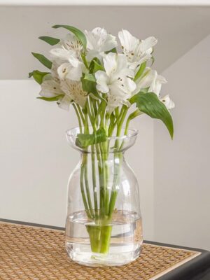 Glass Vases for Decor, Modern Decorative Flower Vase Centerpieces Table Home Indoor Desk Decor Living Room, Kitchen, Office Wedding or Housewarming Gifts (Clear)