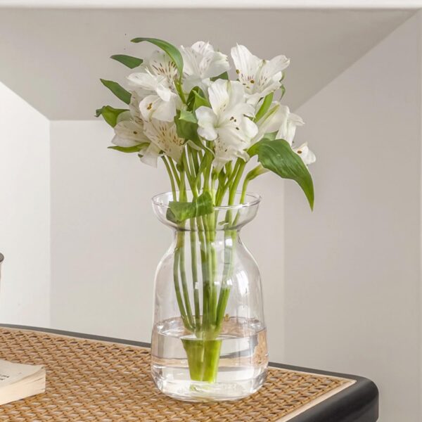 Glass Vases for Decor, Modern Decorative Flower Vase Centerpieces Table Home Indoor Desk Decor Living Room, Kitchen, Office Wedding or Housewarming Gifts (Clear)