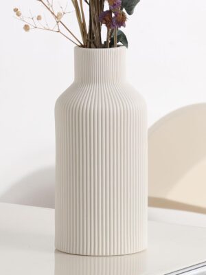 White Ceramic Flower Vase,Minimalist Modern Home Decoration,Small Pampas Grass Vases for Decor,Table,Shelf Bookshelf Decorative,Mantel,Entryway Decor and Centerpieces(8 in)