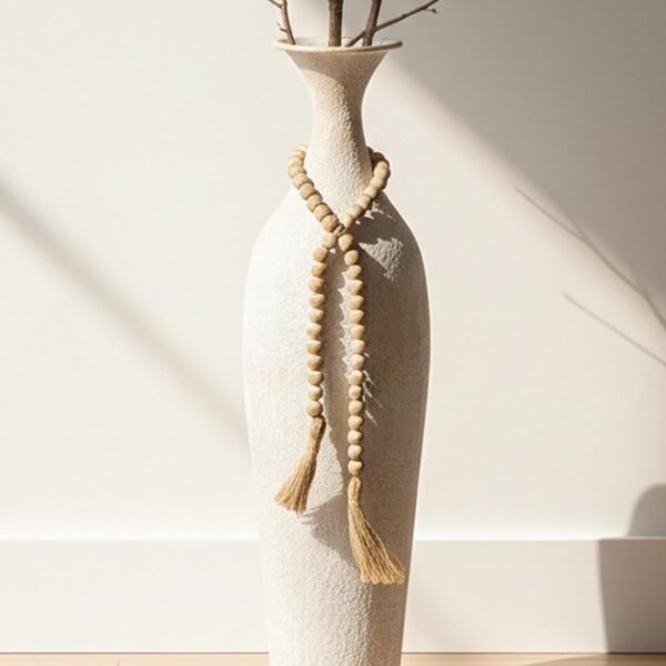 Metal Tall Floor Vase: 23.2in Large Boho Vase for Pampas Grass - White Slender Decorative Vase Big Standing Rustic Farmhouse Flower Holder for Living Room Indoor Fireplace Home Decor Corner