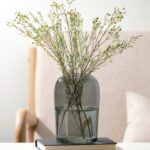 Smoked Glass Vase, Flower Vase for Modern Home Decor, Minimalist Vase for Shelf and Table, Vases for Centerpieces, Living Room, Bedroom, Kitchen, and Office Decor