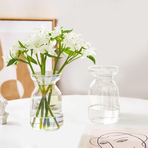 Glass Vases for Decor, Modern Decorative Flower Vase Centerpieces Table Home Indoor Desk Decor Living Room, Kitchen, Office Wedding or Housewarming Gifts (Clear)