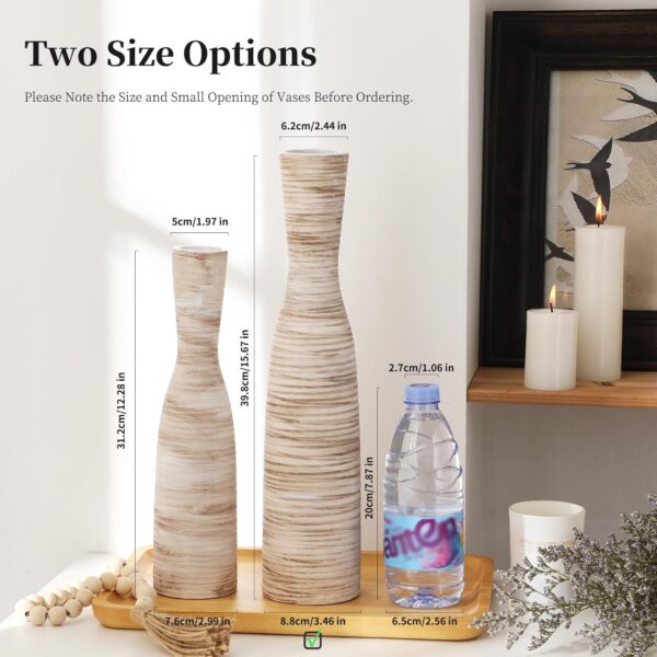 16" Tall Floor Vase for Pampas Grass,White Brown Ceramic Centerpiece for Dresser, Skinny Pampas Grass Vessel for Floor, Entryway Table, Fireplace Decor
