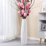 White Ceramic Tall Vase, 17.7" Large Floor Vase for Pampas Grass, Decorative Flower Vases for Modern Home Decor Living Room Office Bedroom Table Centerpieces Shelf Kitchen Wedding Farmhouse Décor