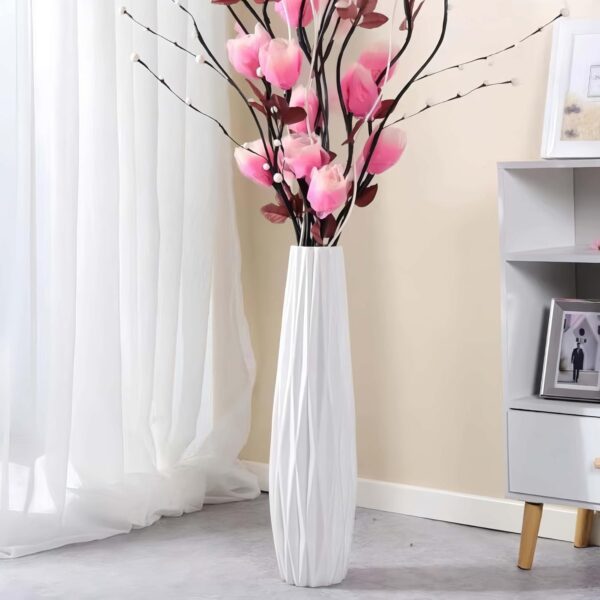 White Ceramic Tall Vase, 17.7" Large Floor Vase for Pampas Grass, Decorative Flower Vases for Modern Home Decor Living Room Office Bedroom Table Centerpieces Shelf Kitchen Wedding Farmhouse Décor